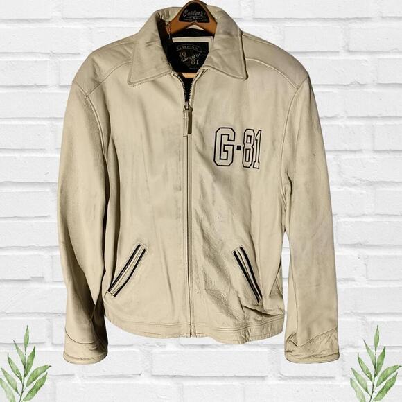 Y2k Vintage 80's‎ Guess G-81 Varsity Men's or Women's Leather Jacket Size L - Picture 4 of 15